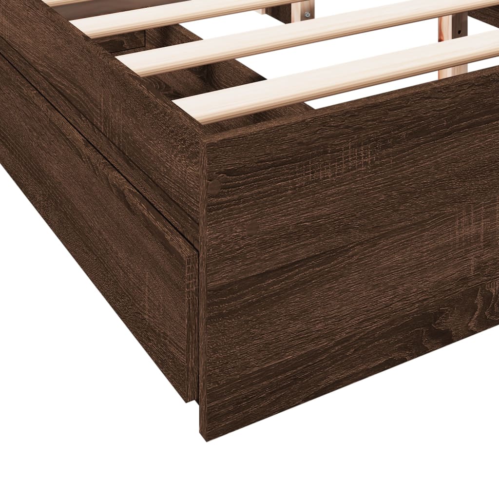 vidaXL Bed Frame with Drawers without Mattress Brown Oak 150x200 cm King Size