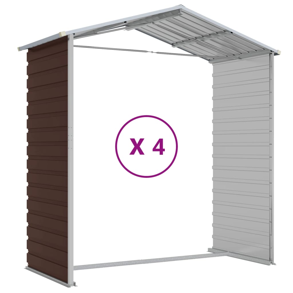 vidaXL Garden Shed Brown 191x385x198 cm Galvanised Steel