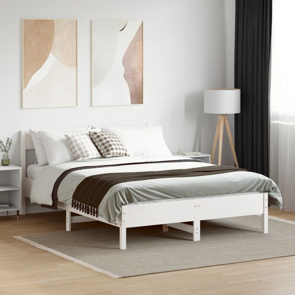 vidaXL Bed Frame without Mattress White 160x200 cm Solid Wood Pine