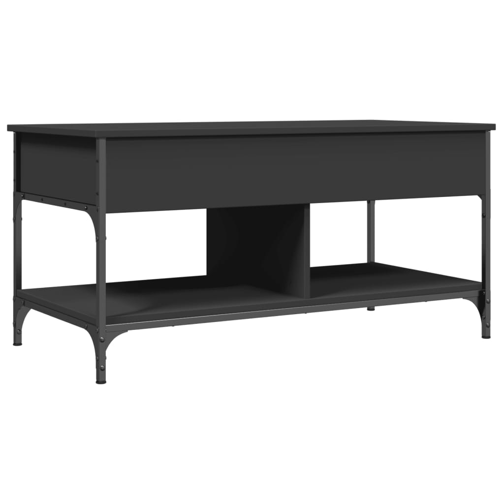 vidaXL Coffee Table Black 100x50x50 cm Engineered Wood and Metal