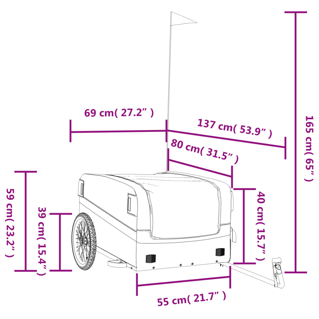 vidaXL Bike Trailer Black and Grey 45 kg Iron