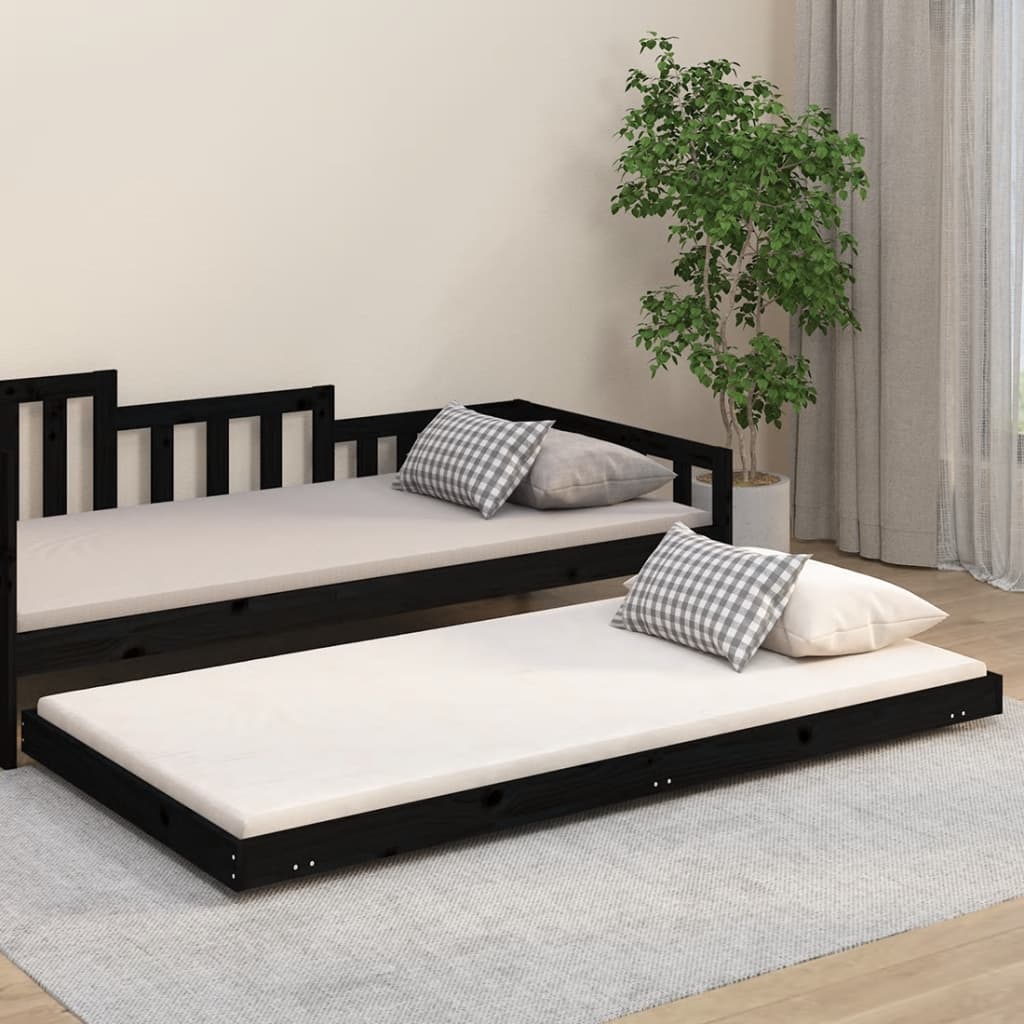 vidaXL Bed Frame without Mattress Black 100x200 cm Solid Wood Pine