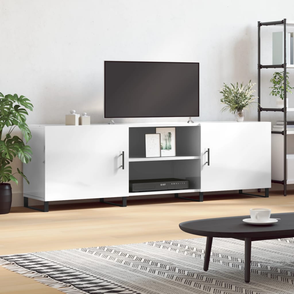 vidaXL TV Cabinet High Gloss White 150x30x50 cm Engineered Wood