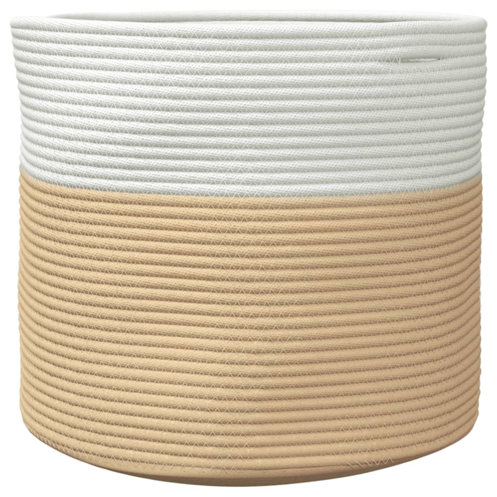 vidaXL Storage Basket Beige and White Ø40x35 cm Cotton