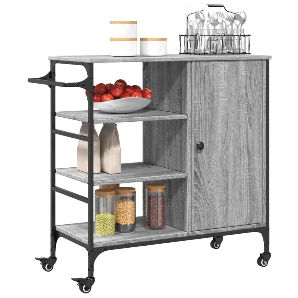 vidaXL Kitchen Trolley Grey Sonoma 87.5x38.5x84.5 cm Engineered Wood