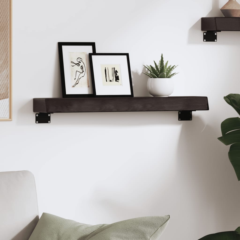 vidaXL Wall Shelf Dark Brown 60x10x6 cm Treated Solid Wood Oak