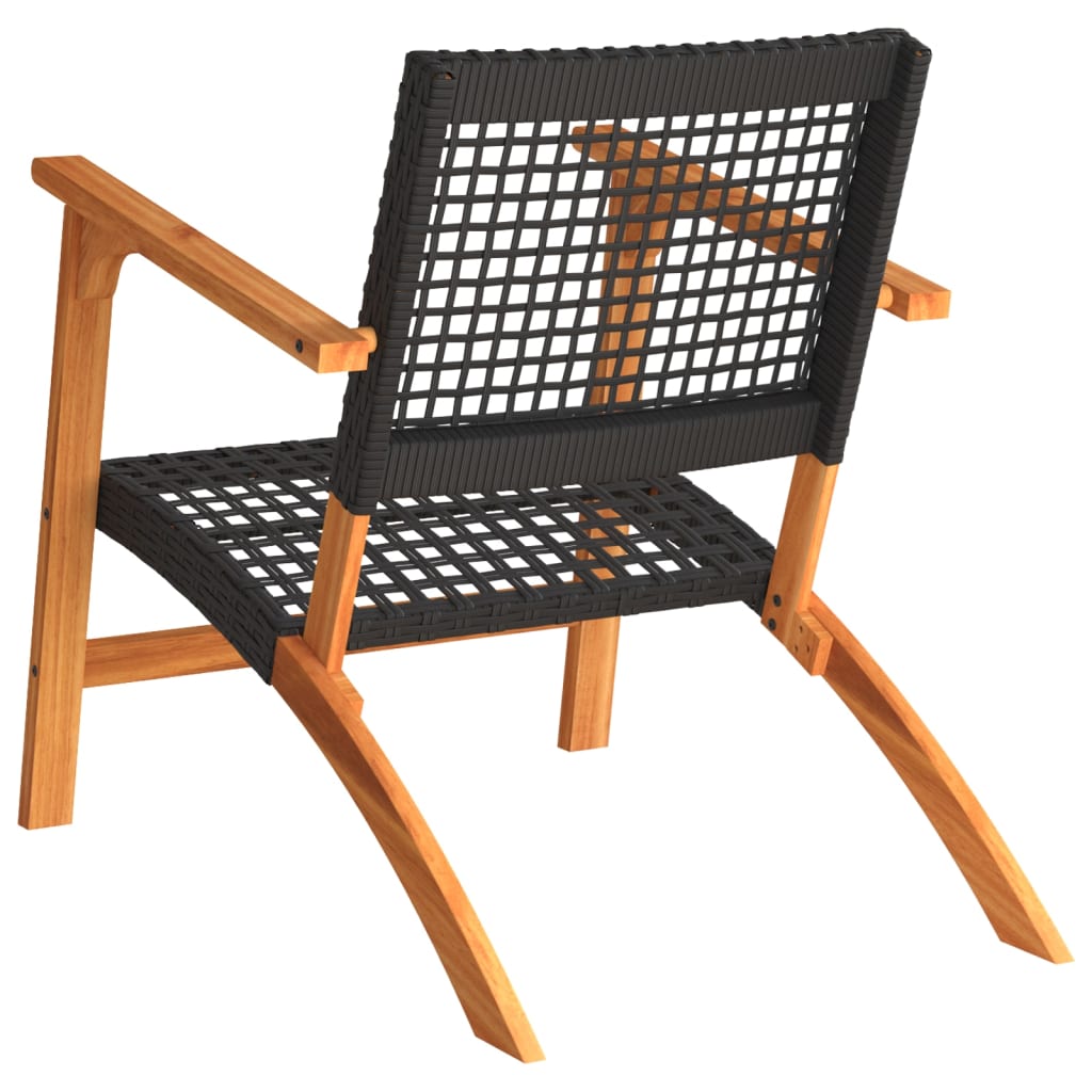 vidaXL Garden Chairs 2 pcs Black Poly Rattan and Acacia Wood