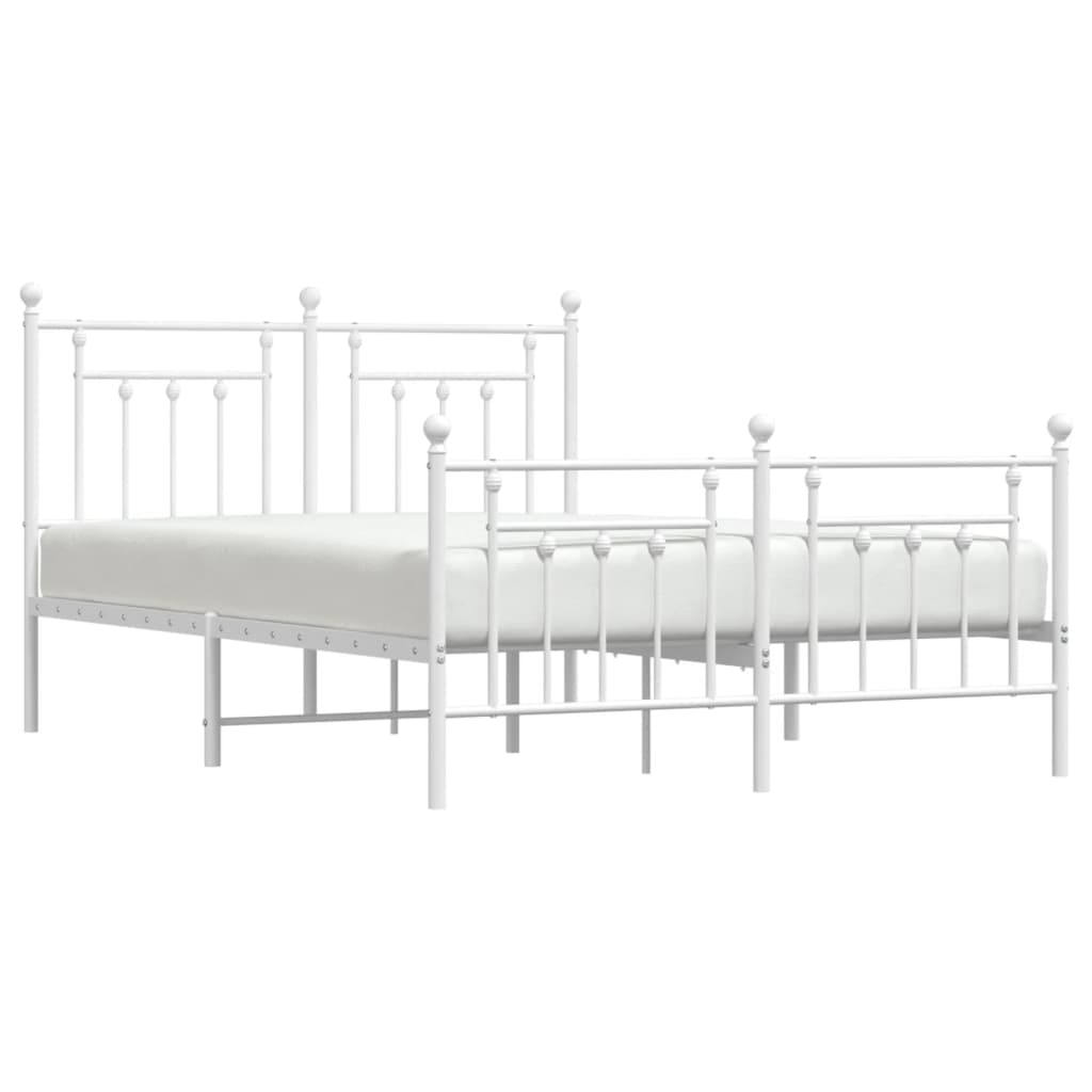 vidaXL Metal Bed Frame without Mattress with Footboard White 150x200 cm King Size