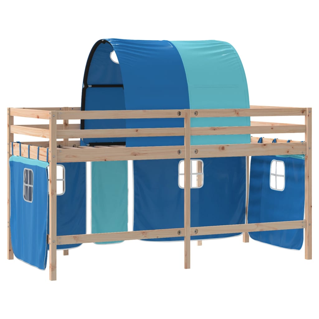 vidaXL Kids' Loft Bed with Tunnel without Mattress Blue 80x200 cm