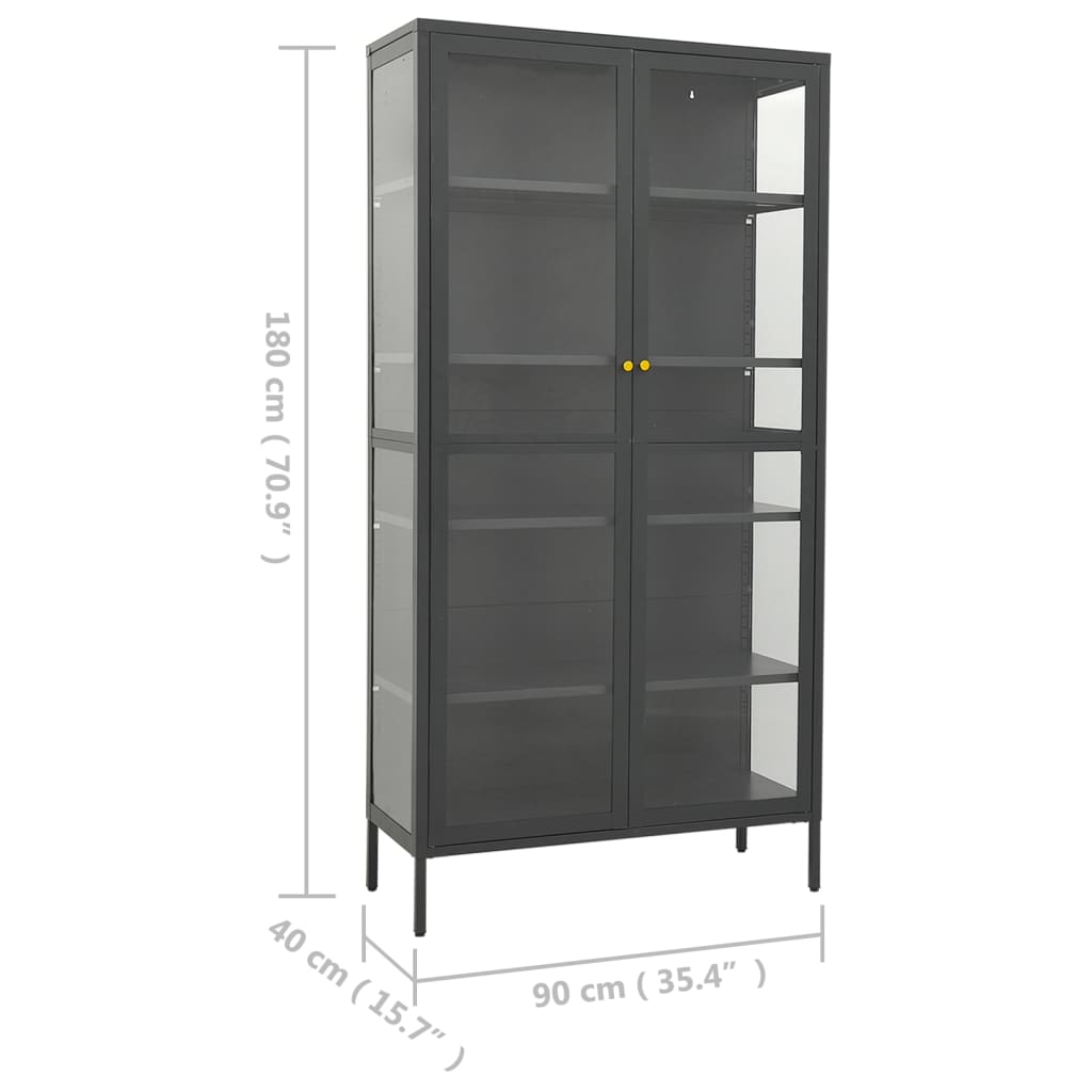 vidaXL Display Cabinet Anthracite 90x40x180 cm Steel and Tempered Glass