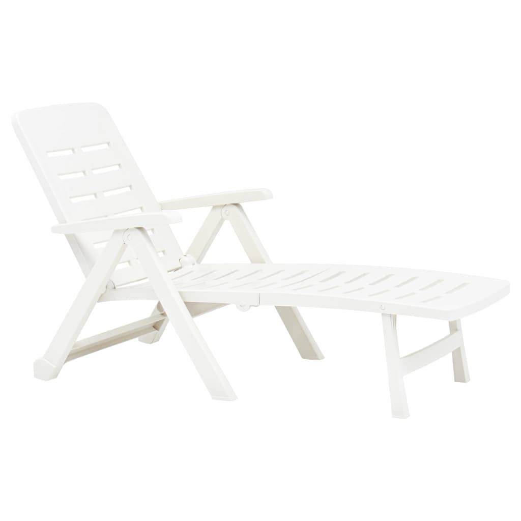 vidaXL Folding Sun Lounger Plastic White