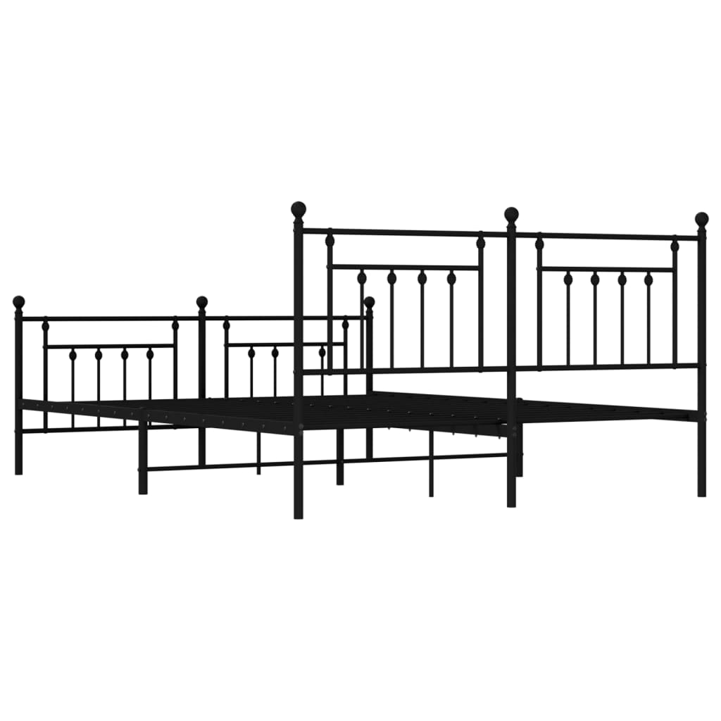 vidaXL Metal Bed Frame without Mattress with Footboard Black 183x213 cm