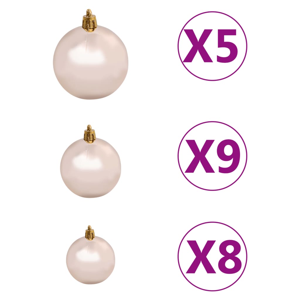 vidaXL Artificial Half Pre-lit Christmas Tree with Ball Set White 150 cm