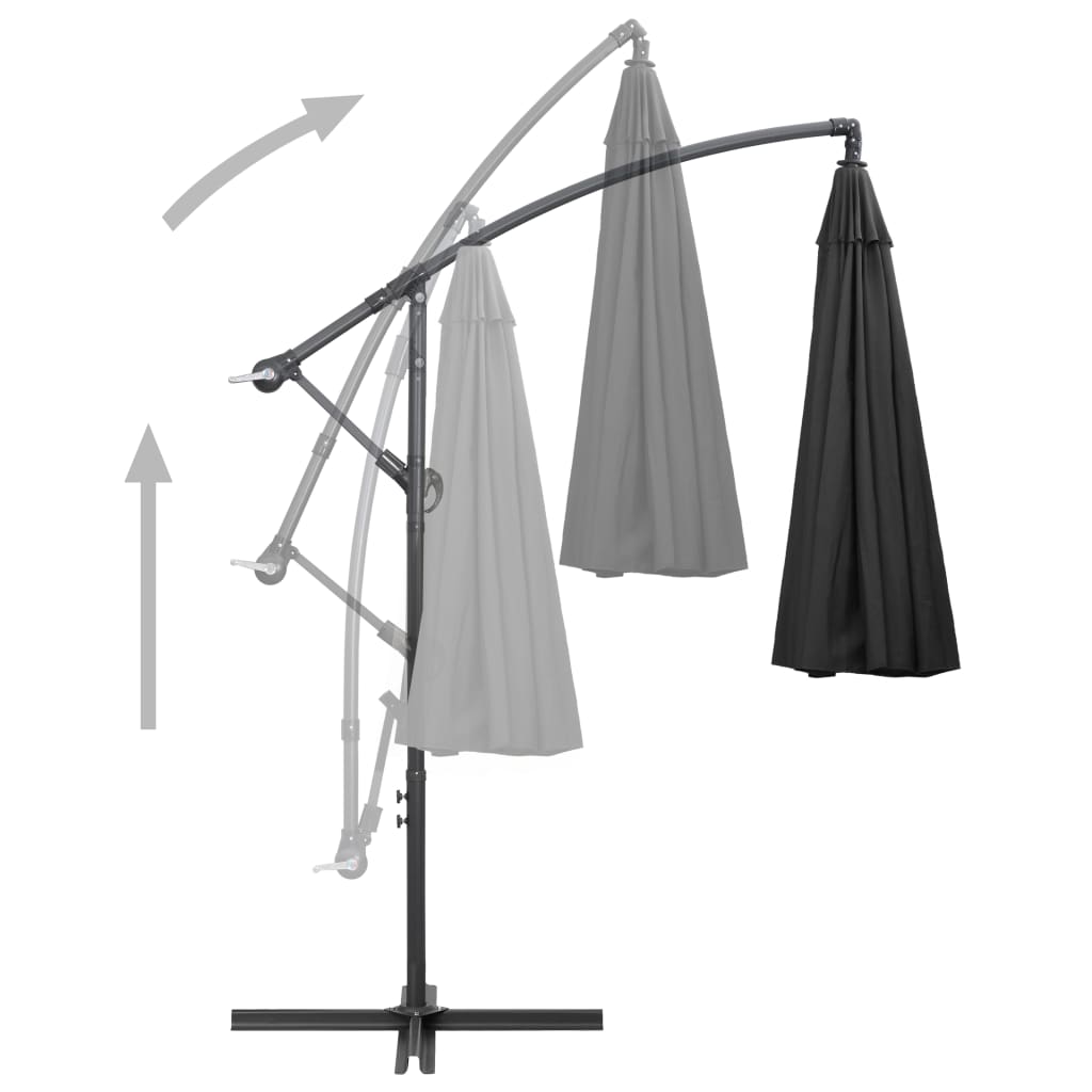 vidaXL Hanging Garden Parasol Anthracite 3 m Aluminium Pole