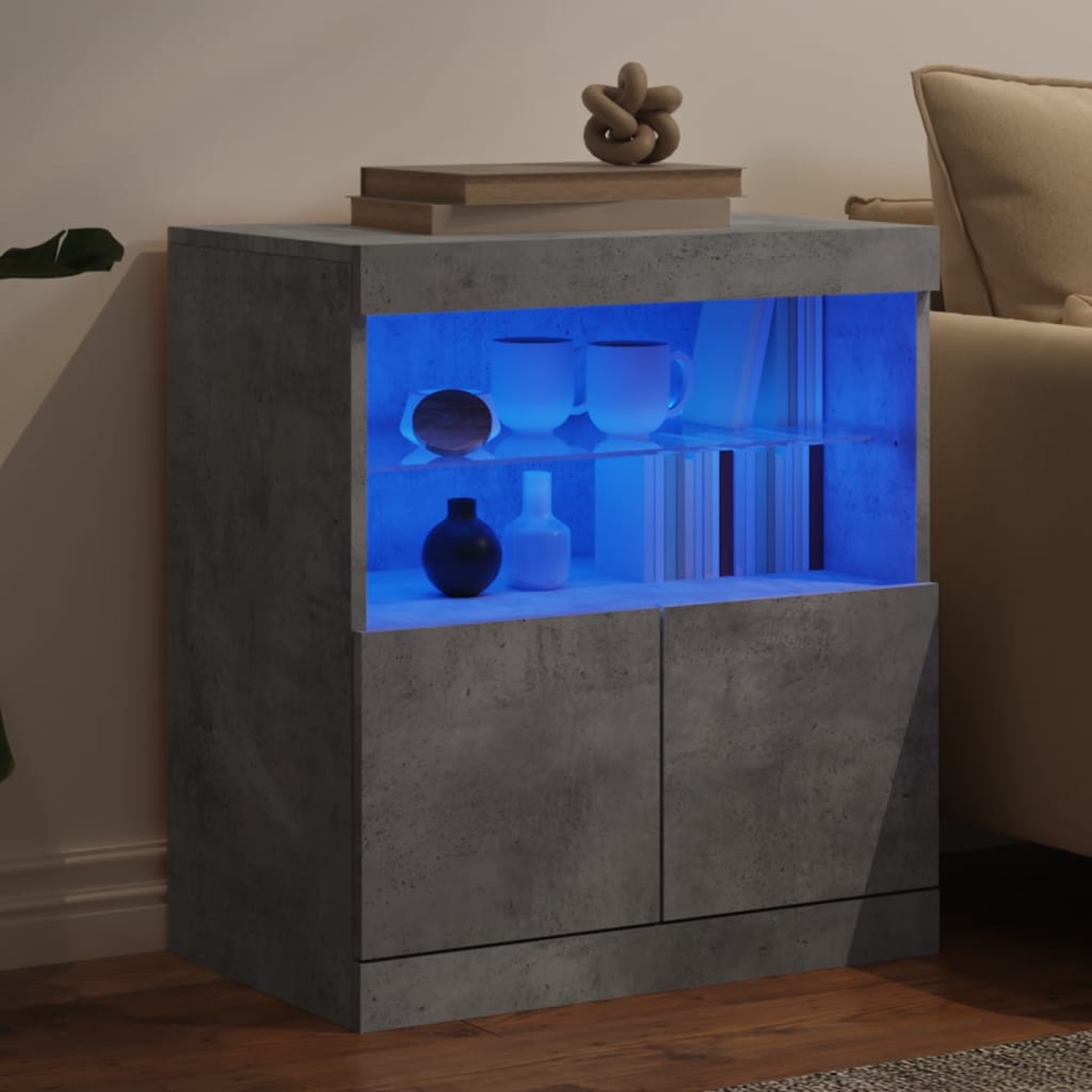 vidaXL Sideboard with LED Lights Concrete Grey 60x37x67 cm