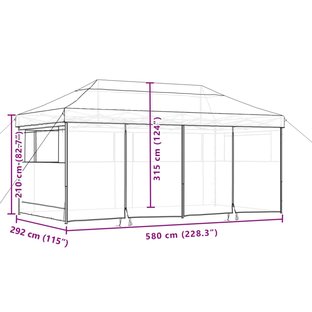 vidaXL Foldable Party Tent Pop-Up with 4 Sidewalls Beige