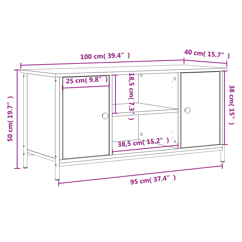 vidaXL TV Cabinet Brown Oak 100x40x50 cm Engineered Wood