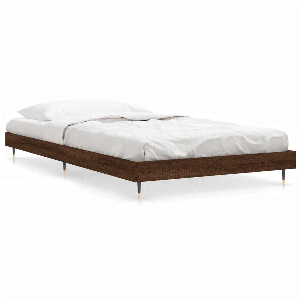 vidaXL Bed Frame without Mattress Brown Oak 100x200 cm Engineered Wood