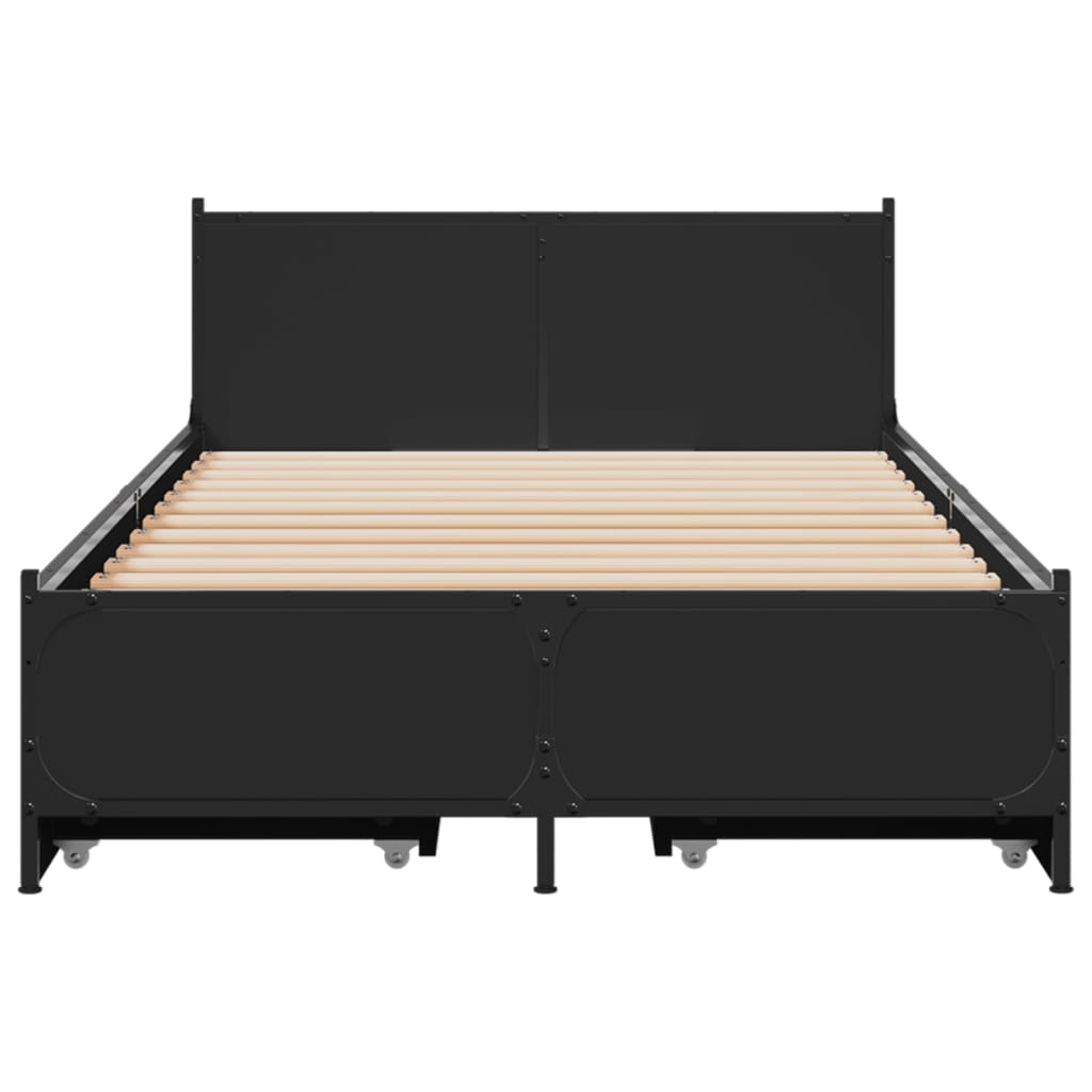 vidaXL Bed Frame with Drawers without Mattress Black 90x190 cm Single