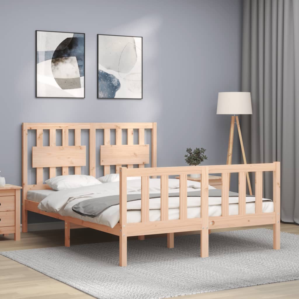 vidaXL Bed Frame without Mattress Small Double Solid Wood Pine