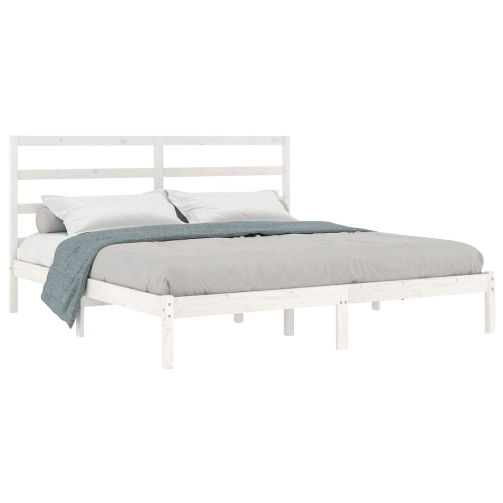 vidaXL Bed Frame without Mattress White 180x200 cm Super King Solid Wood