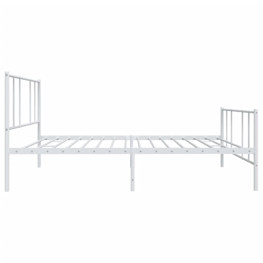 vidaXL Metal Bed Frame without Mattress with Footboard White 107x203 cm