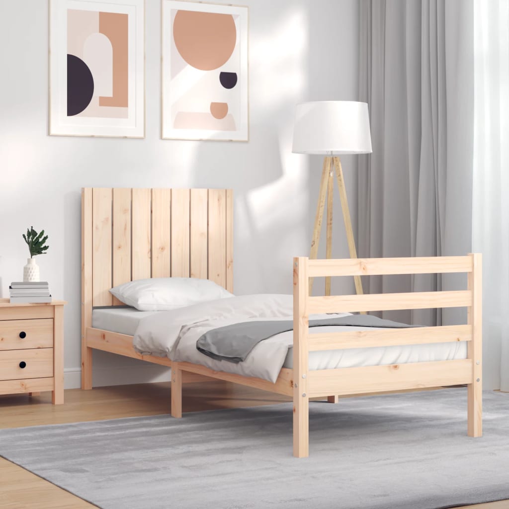 vidaXL Bed Frame without Mattress Small Single Solid Wood