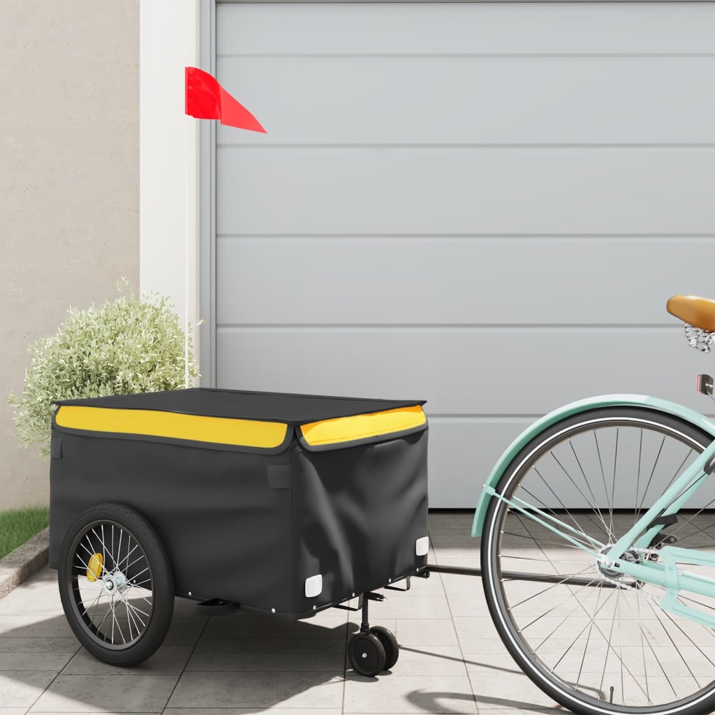 vidaXL Bike Trailer Black and Yellow 30 kg Iron