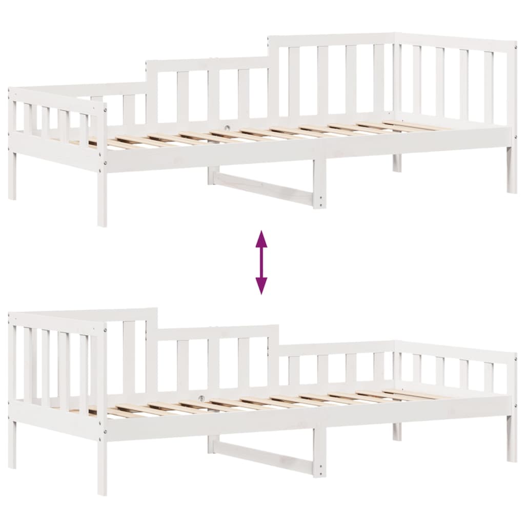 vidaXL Daybed with Drawers without Mattress White 90x200 cm Solid Wood