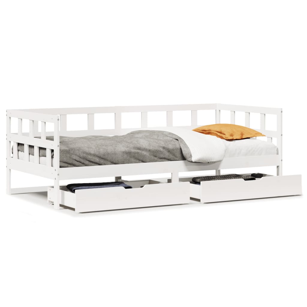 vidaXL Daybed with Drawers without Mattress White 90x200 cm Solid Wood