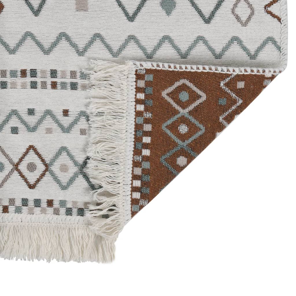 vidaXL Rug Beige and Blue 160x230 cm Cotton