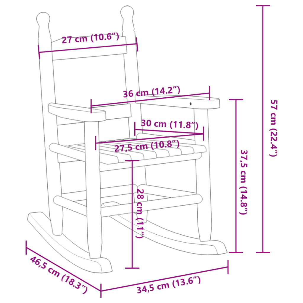 vidaXL Rocking Chair for Children Red Solid Wood Poplar