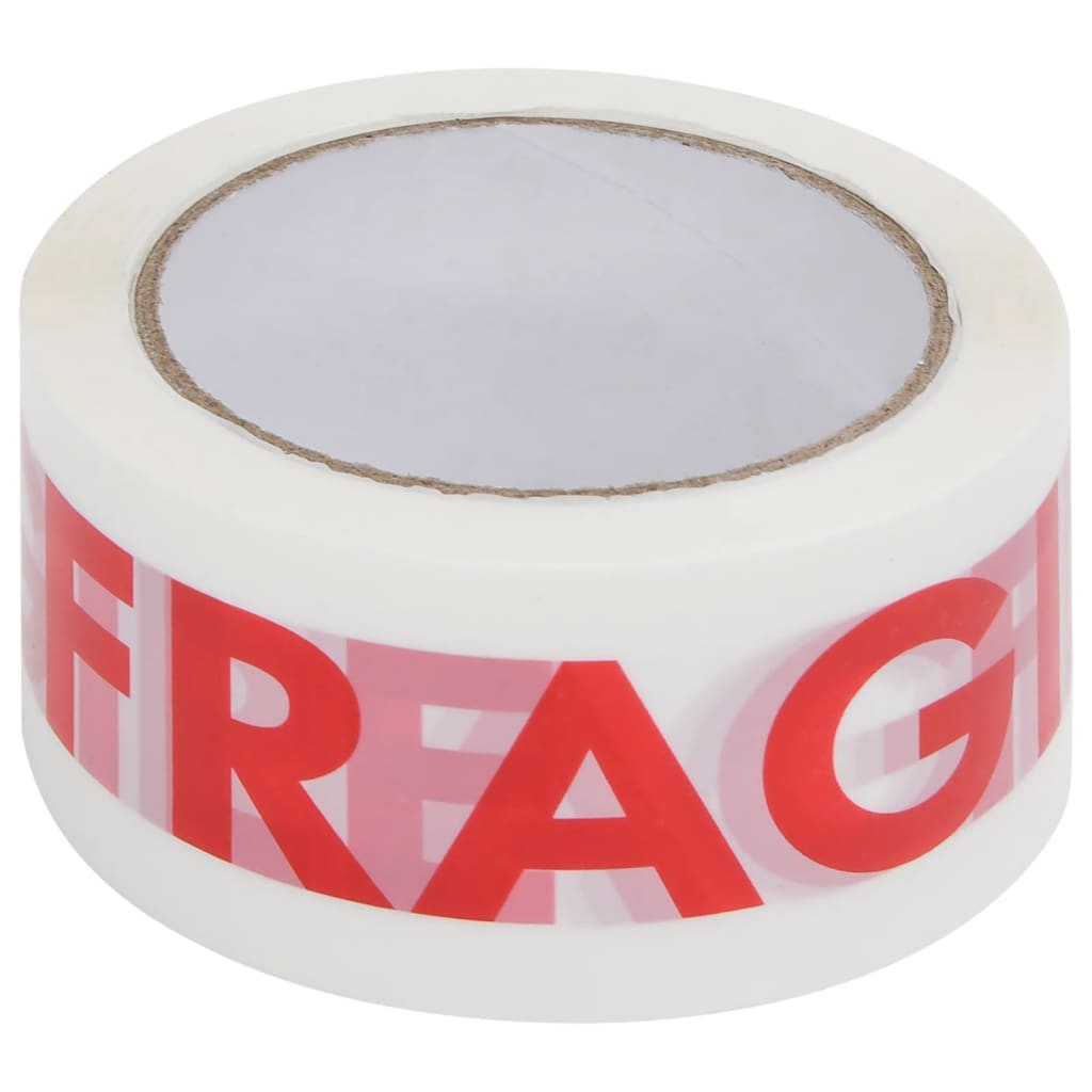 vidaXL Packaging Tape 12 pcs FRAGILE Printed White 48 mm x 66 m