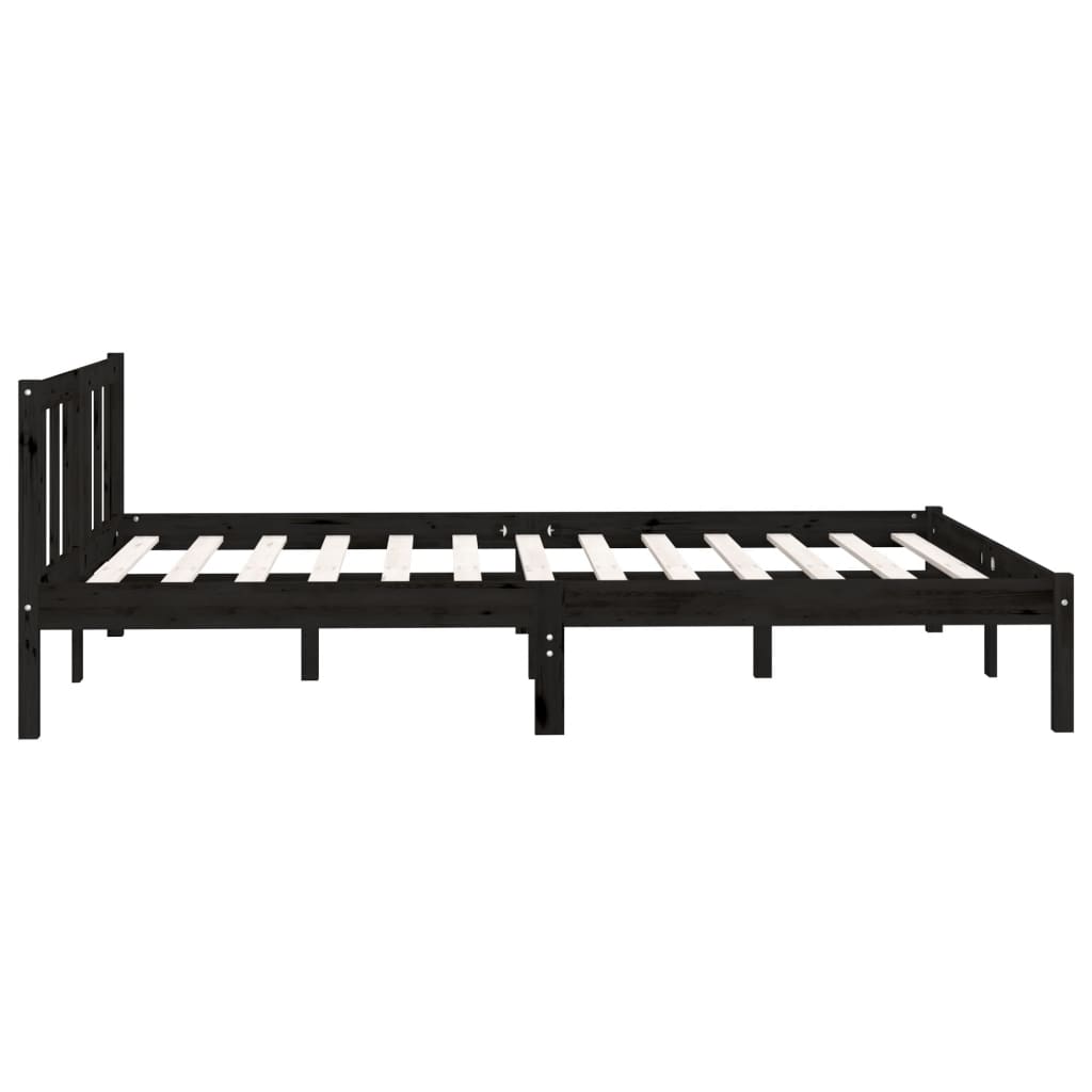 vidaXL Bed Frame without Mattress Black Solid Wood 120x200 cm