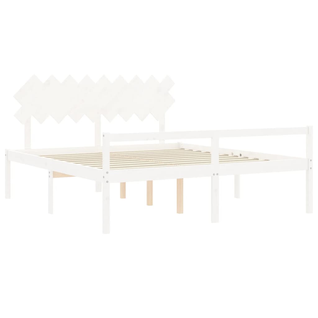 vidaXL Senior Bed without Mattress White Super King Size Solid Wood