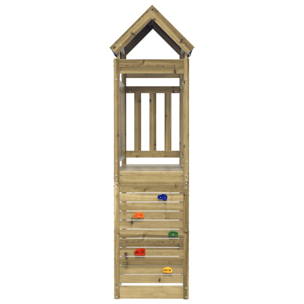 vidaXL Play Tower with Rockwall 110.5x52.5x215cm Impregnated Wood Pine