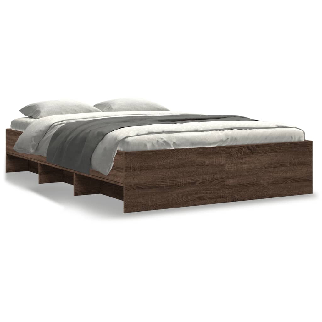 vidaXL Bed Frame without Mattress Brown Oak 140x200 cm Engineered Wood