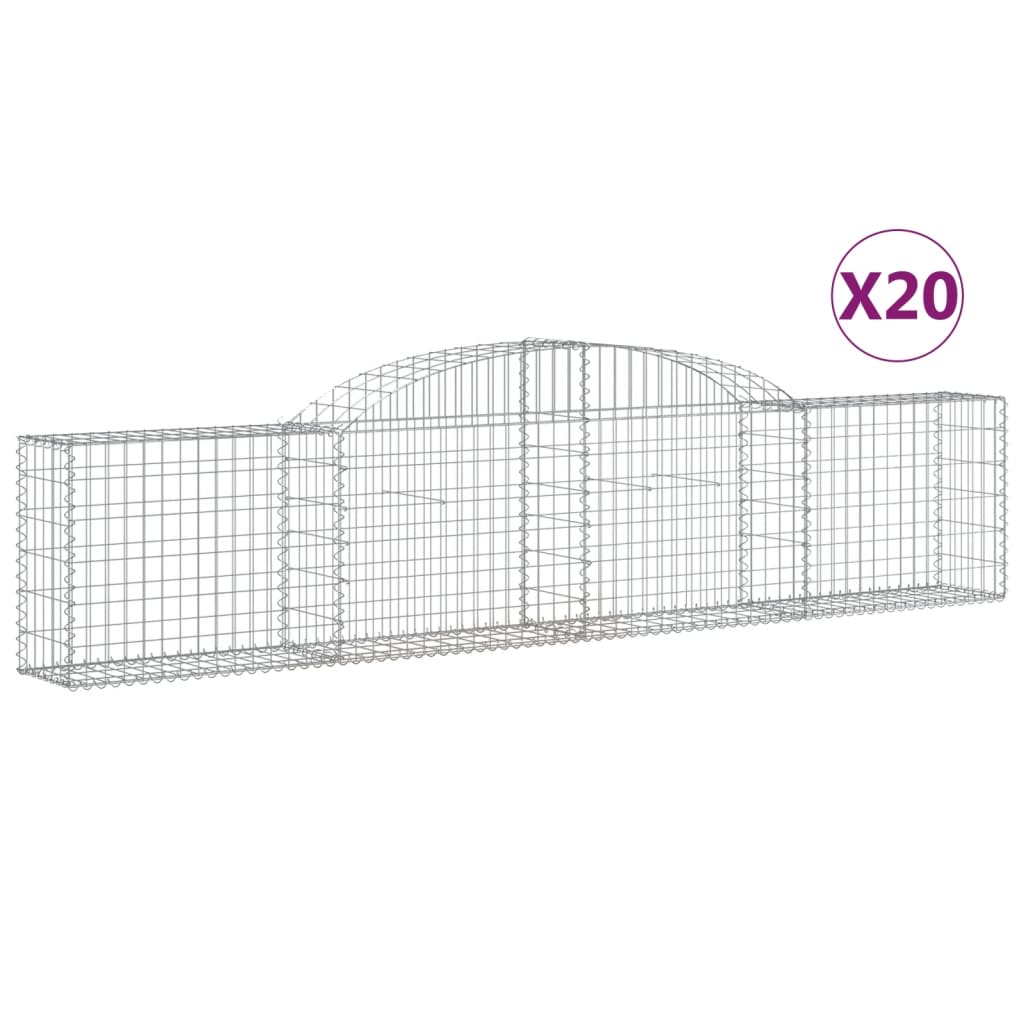 vidaXL Arched Gabion Baskets 20 pcs 300x30x60/80 cm Galvanised Iron