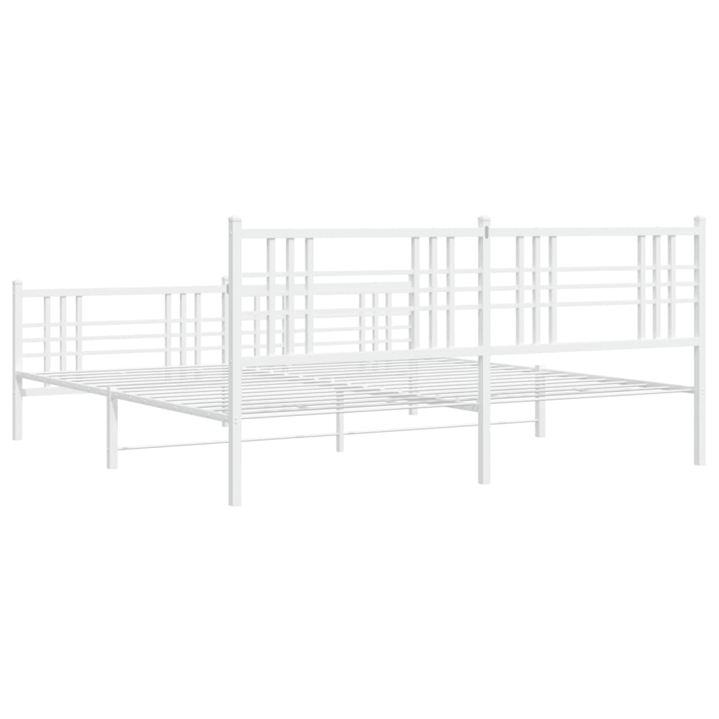 vidaXL Metal Bed Frame without Mattress with Footboard White 193x203 cm