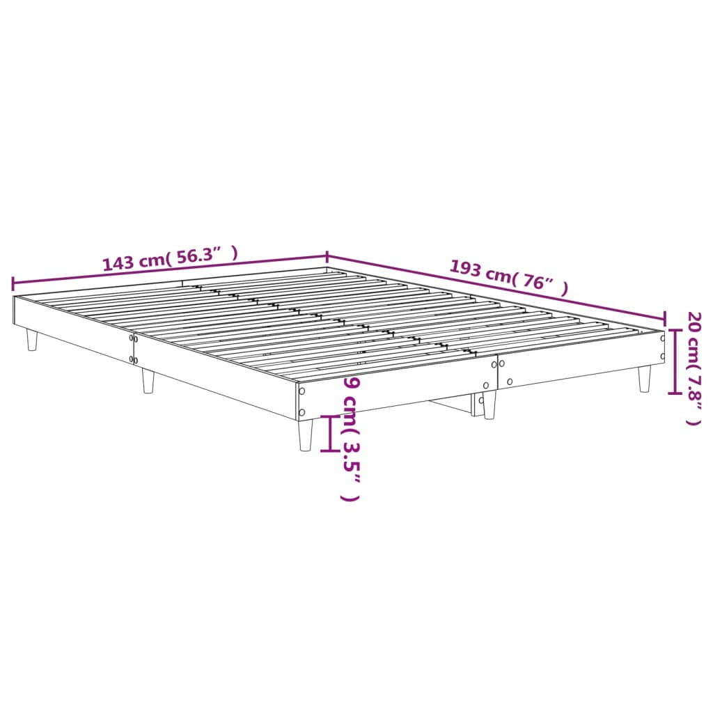 vidaXL Bed Frame without Mattress White 140x190 cm Engineered Wood