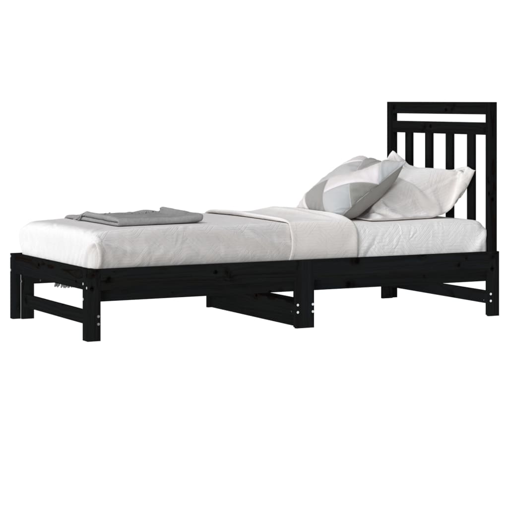 vidaXL Pull-out Day Bed without Mattress Black 2x(90x200) cm