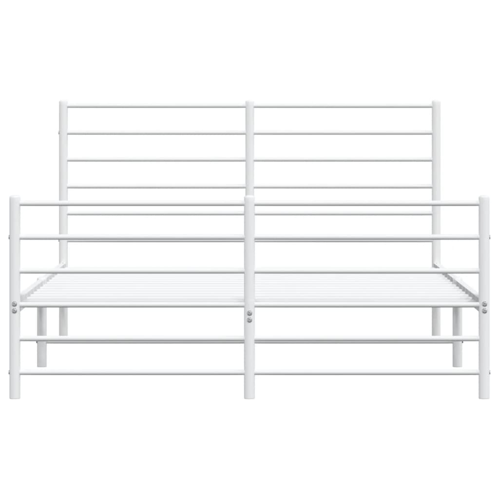 vidaXL Metal Bed Frame without Mattress with Footboard White 120x190 cm Small Double