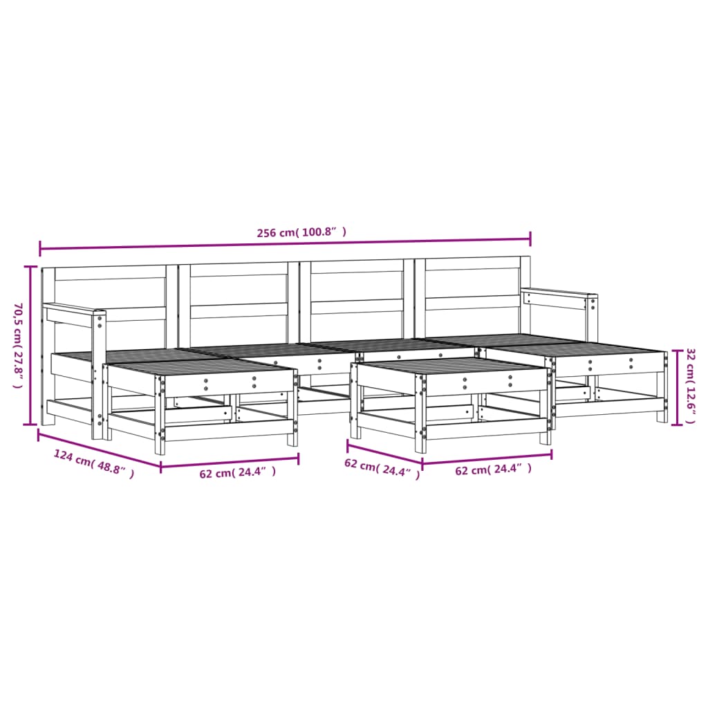 vidaXL 7 Piece Garden Lounge Set Impregnated Wood Pine