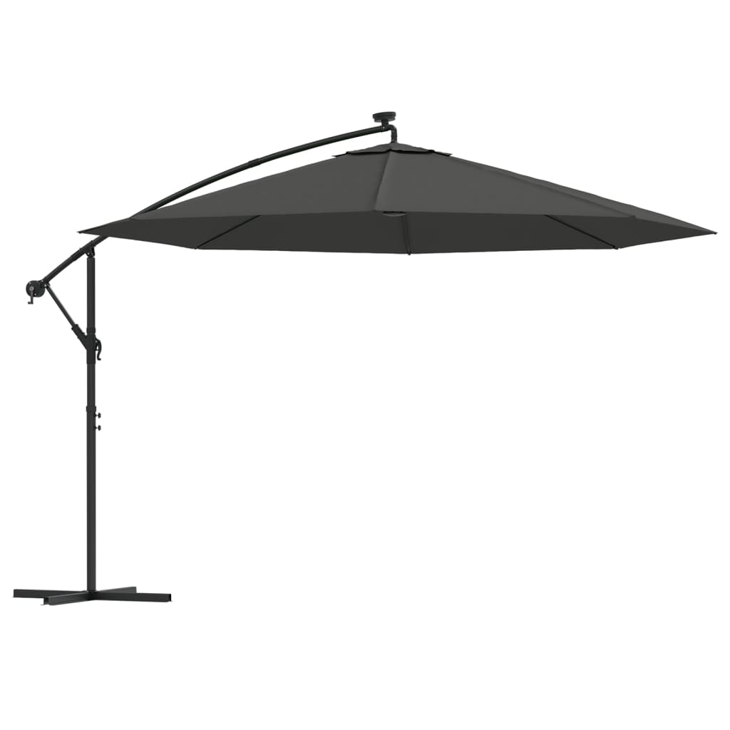 vidaXL Cantilever Garden Parasol with LED Lights and Metal Pole 350 cm Anthracite