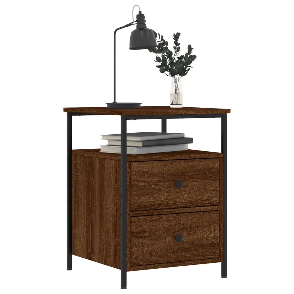 vidaXL Bedside Cabinets 2 pcs Brown Oak 44x45x60 cm Engineered Wood