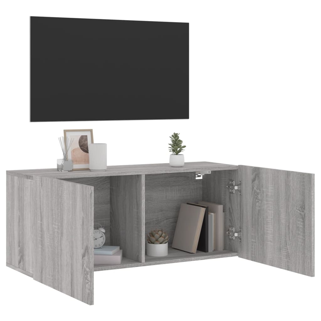 vidaXL TV Cabinet Wall-mounted Grey Sonoma 100x30x41 cm