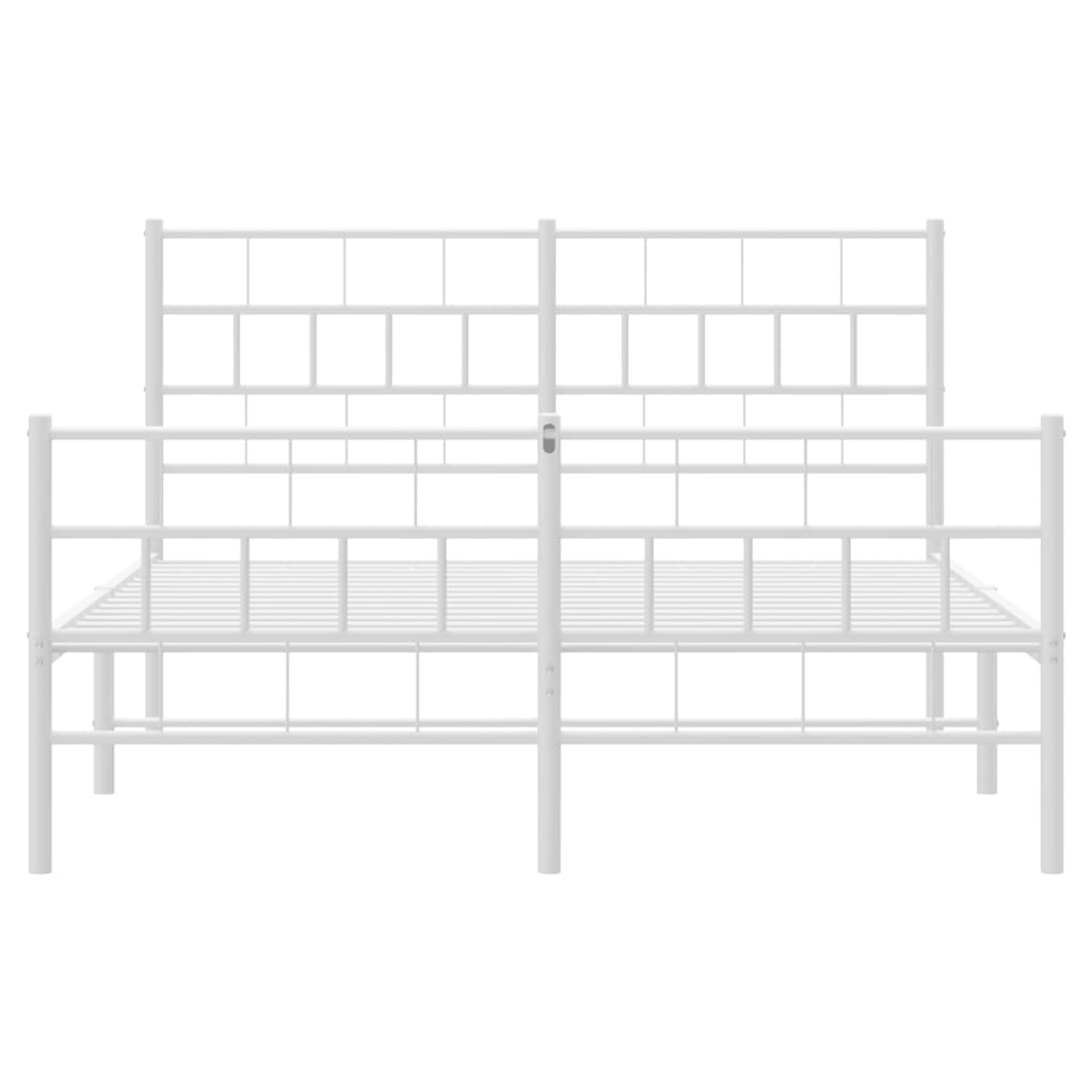 vidaXL Metal Bed Frame without Mattress with Footboard White 135x190 cm Double