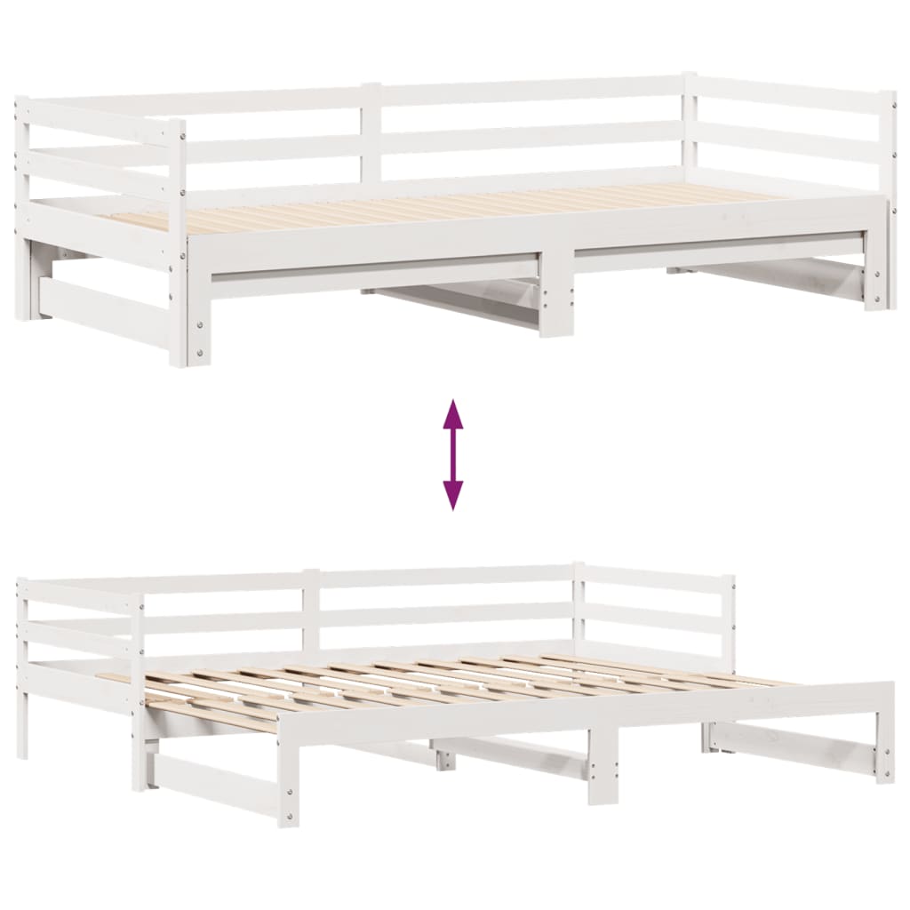 vidaXL Daybed with Trundle and Drawers without Mattress White 90x190 cm Single