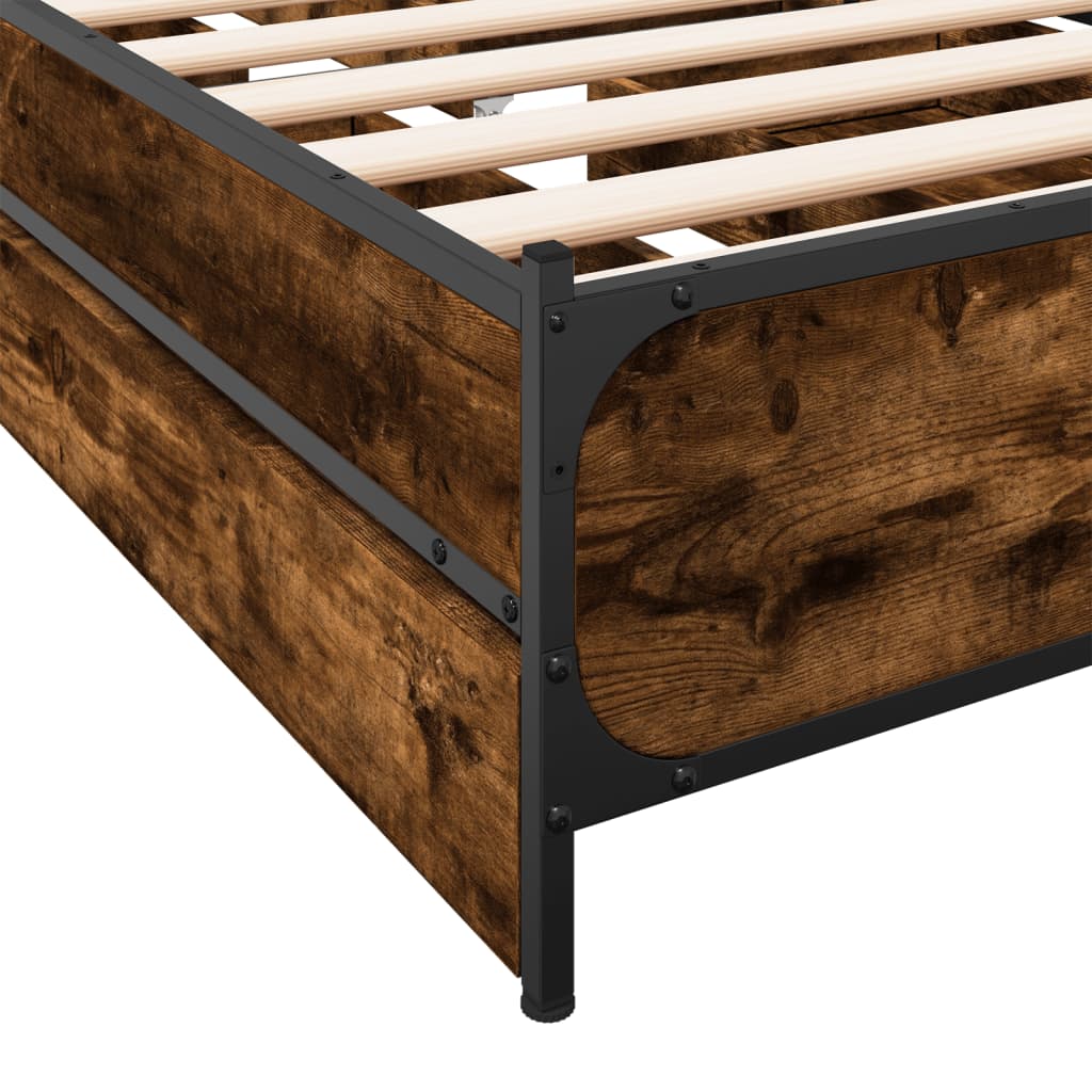 vidaXL Bed Frame with Drawers without Mattress Smoked Oak 90x200 cm