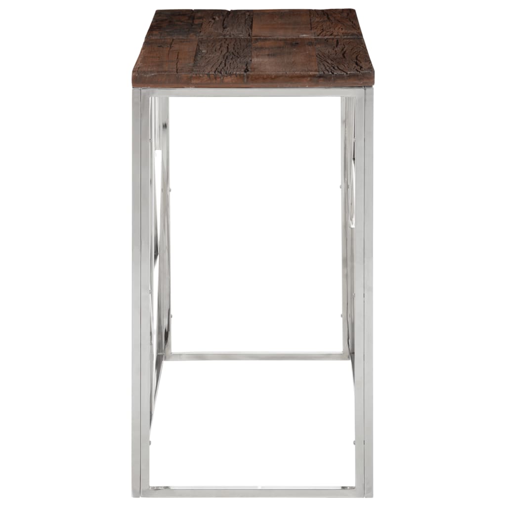 vidaXL Console Table Silver Stainless Steel and Solid Wood Sleeper